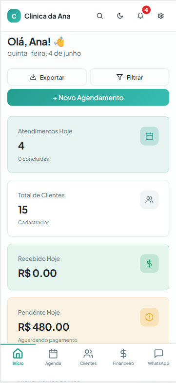 Dashboard do AgendaPro